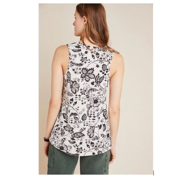 Bailee Pleated Top by Maeve in Black & White Motif from Anthropologie-Size Small - Picture 2 of 7